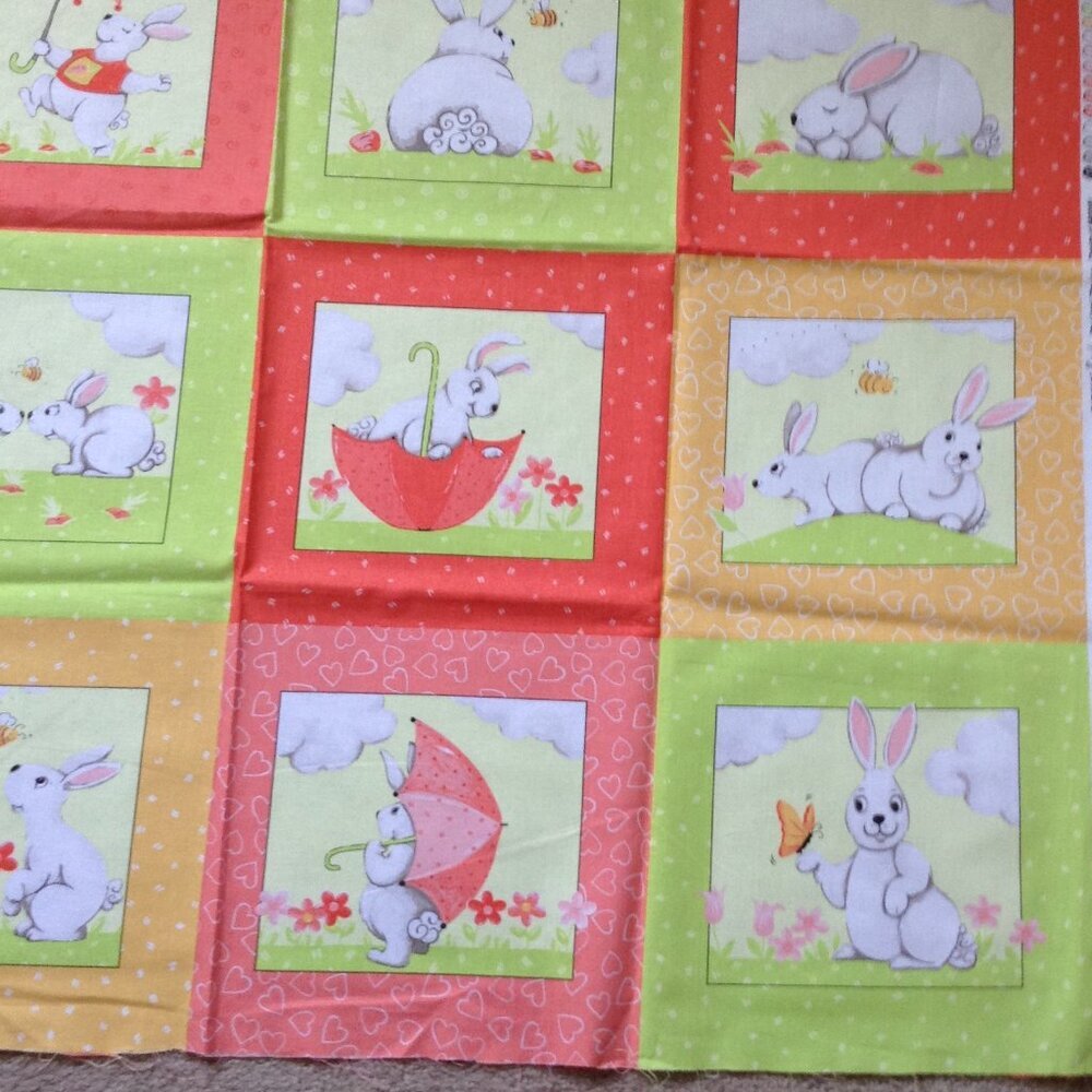 World of Susybee Design # SB20181 Cotton Fabric Panel Bunny Rabbits Quilting - Picture 5 of 5
